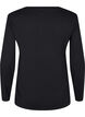 Blouse met lange mouwen van wol en viscose, Zwart, Packshot image number 1