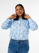 Shirt met geborduurde bloemen, Blauw, Model image number 0