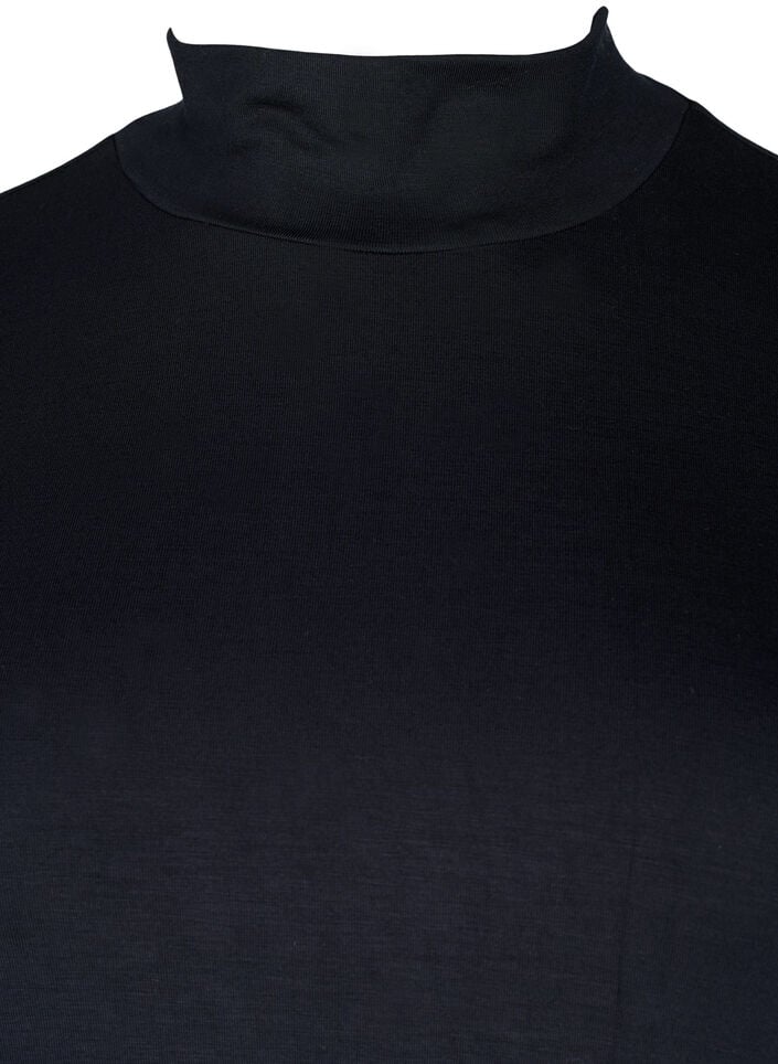 Blouse met lange mouwen en hoge hals, Black, Packshot