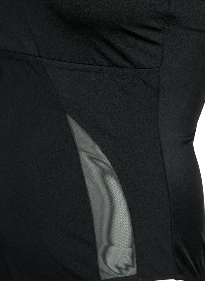 Badpak met &eacute;&eacute;n schouder en meshdetails, Black, Packshot image number 3