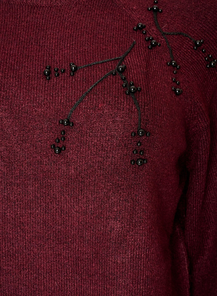 Trui met parelborduursel, Rood, Packshot image number 2