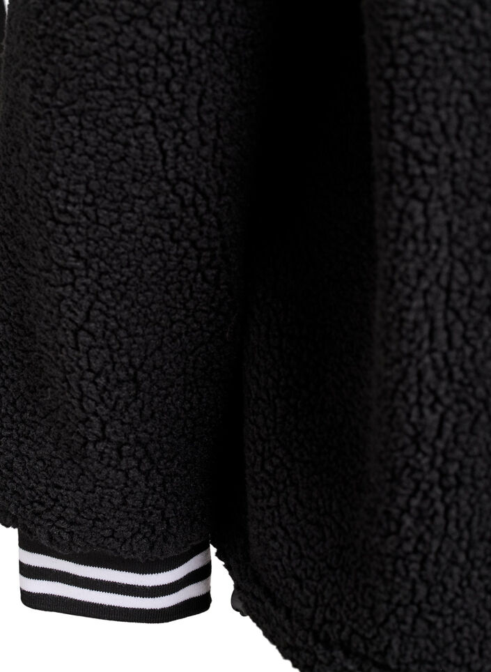 Teddyfleece jas met strependetails, Zwart, Packshot image number 3