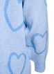 Lange cardigan met ton-sur-ton harten, Blauw, Packshot image number 3