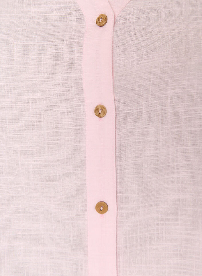 Katoenen blouse met een V-hals, Roze, Packshot image number 2