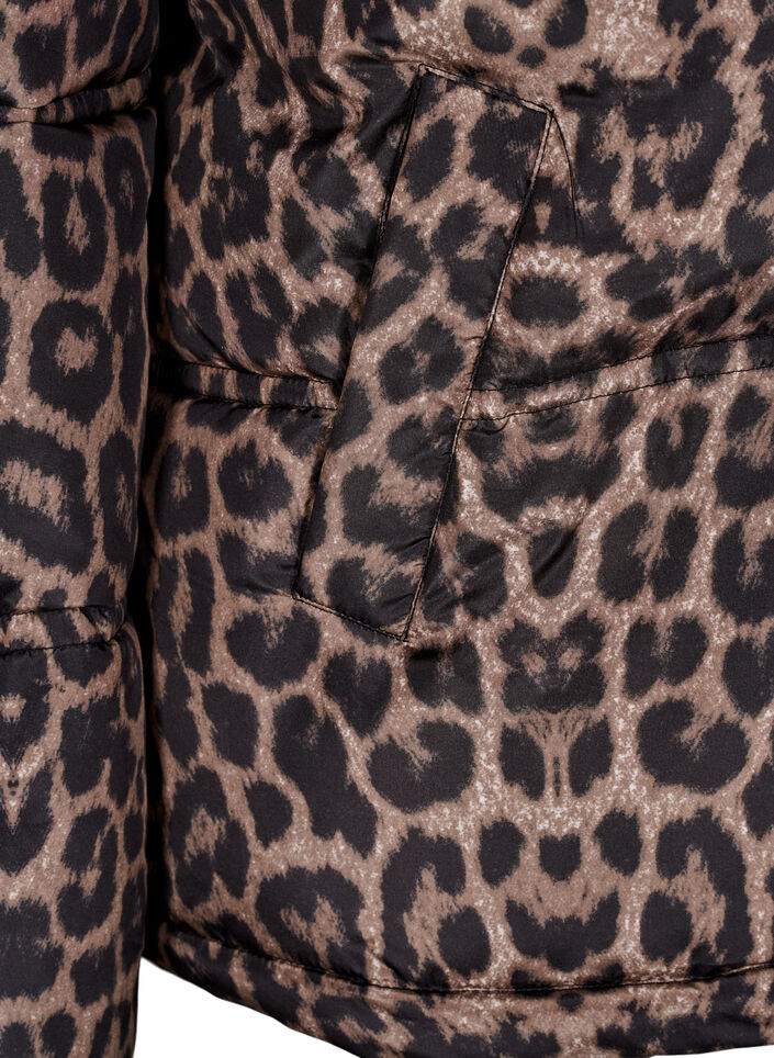 Korte pufferjas met een capuchon en twee-wegs ritssluiting, Zwart, Packshot image number 3