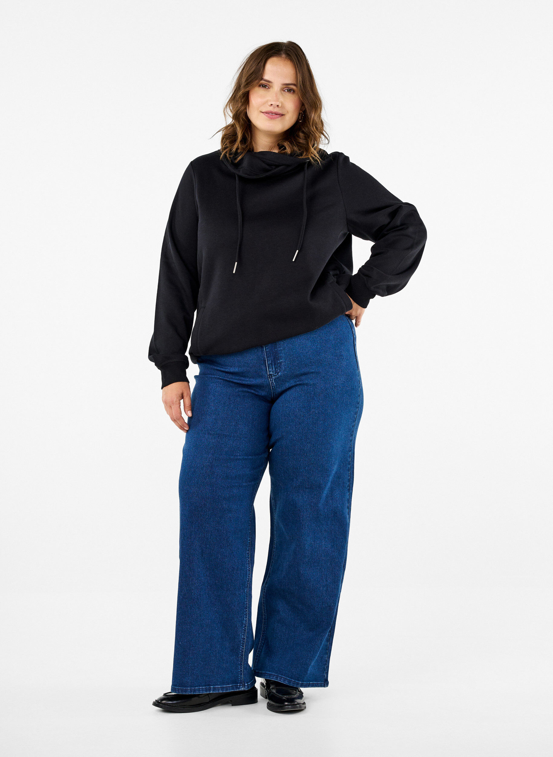 ZizziFLASH - Sweatshirt met hoge kraag, Black, Model image number 2