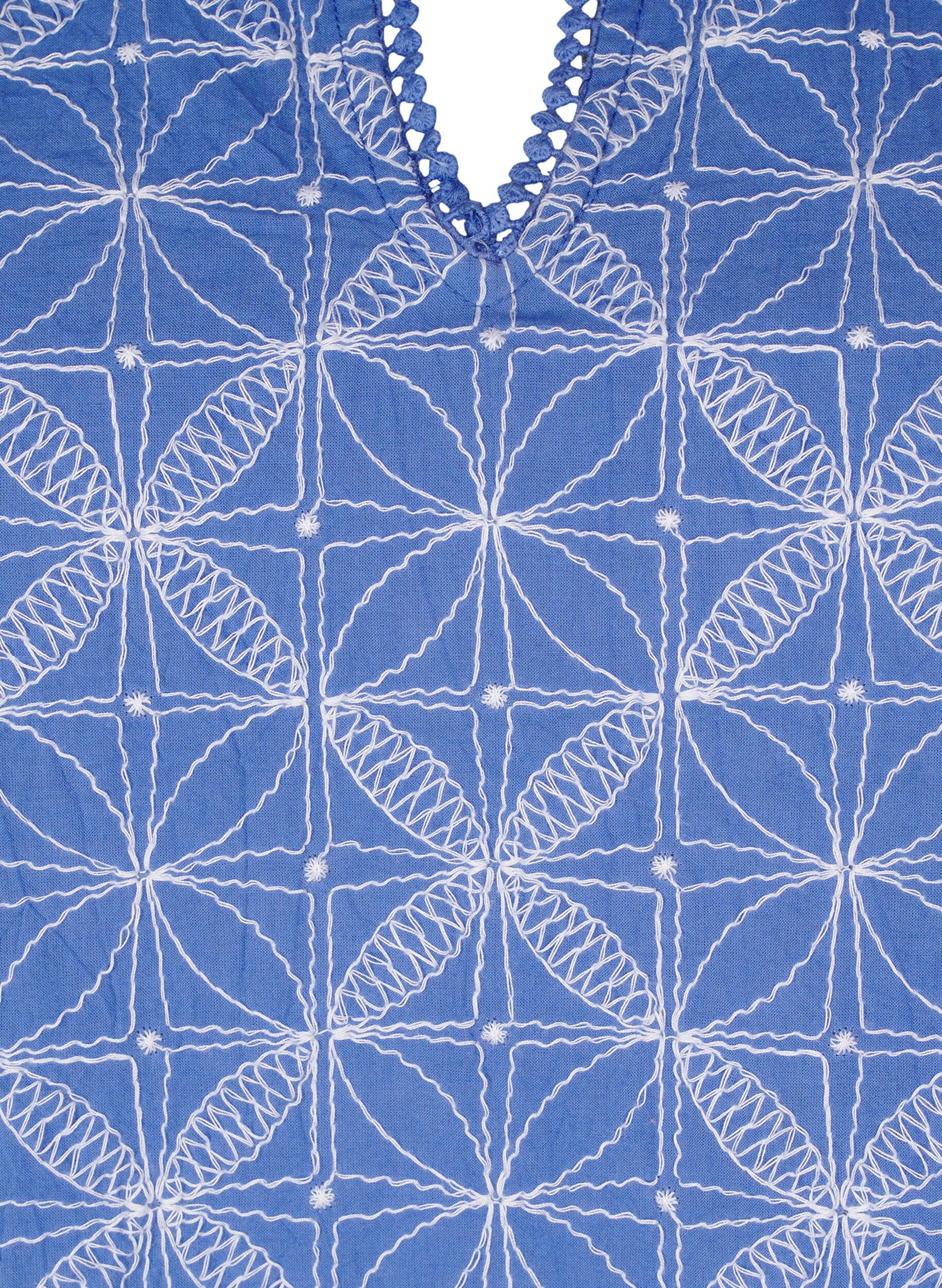 ZizziBlouse met korte mouwen en geborduurd patroon, Blauw, Packshot image number 2