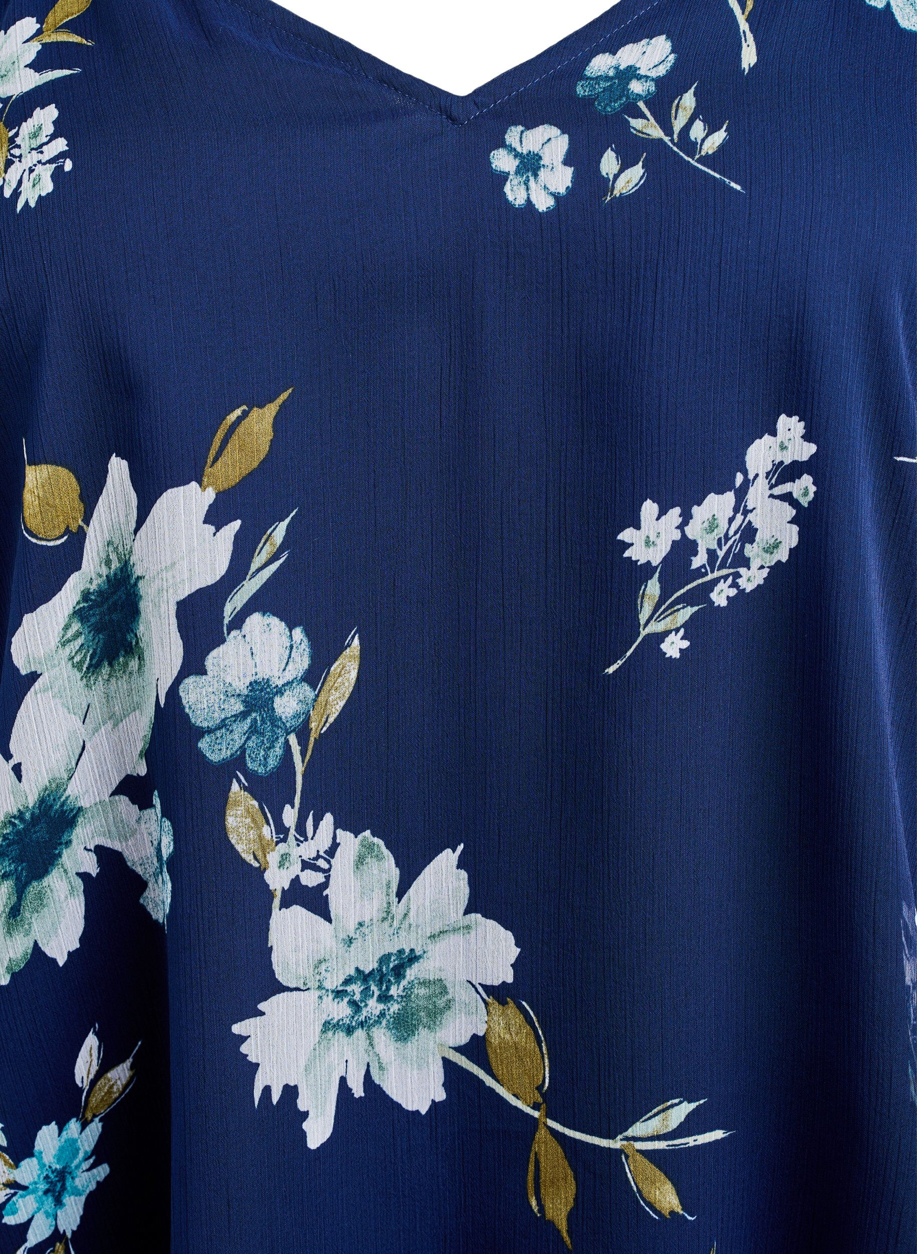 ZizziChiffon blouse met bloemenprint en lange mouwen, Blauw, Packshot image number 2