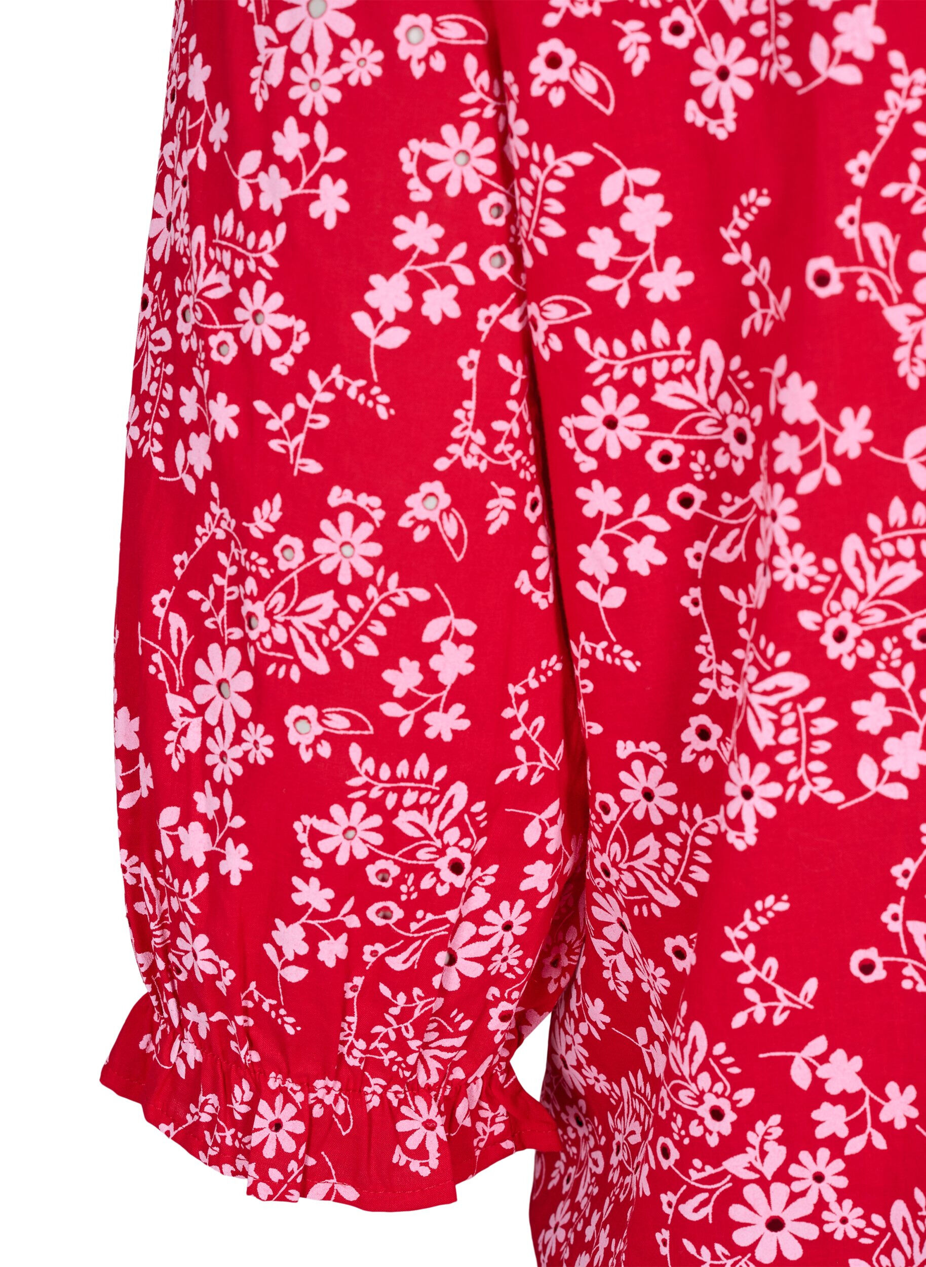 ZizziKatoenen blouse met bloemenprint, Rood, Packshot image number 3