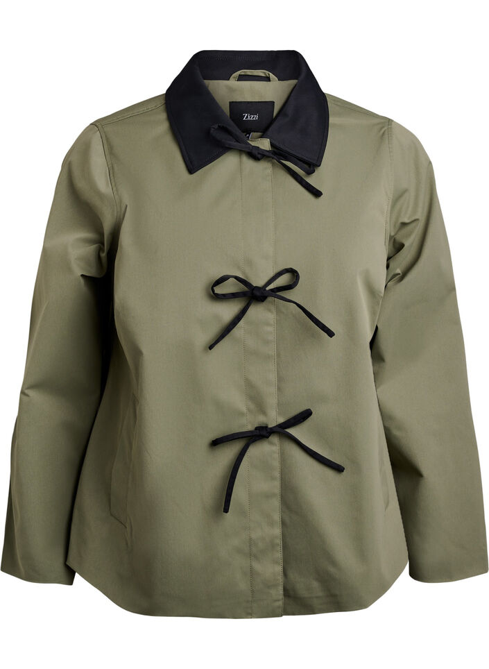 Voorjaarsjack met strikdetails, Deep Lichen Green, Packshot