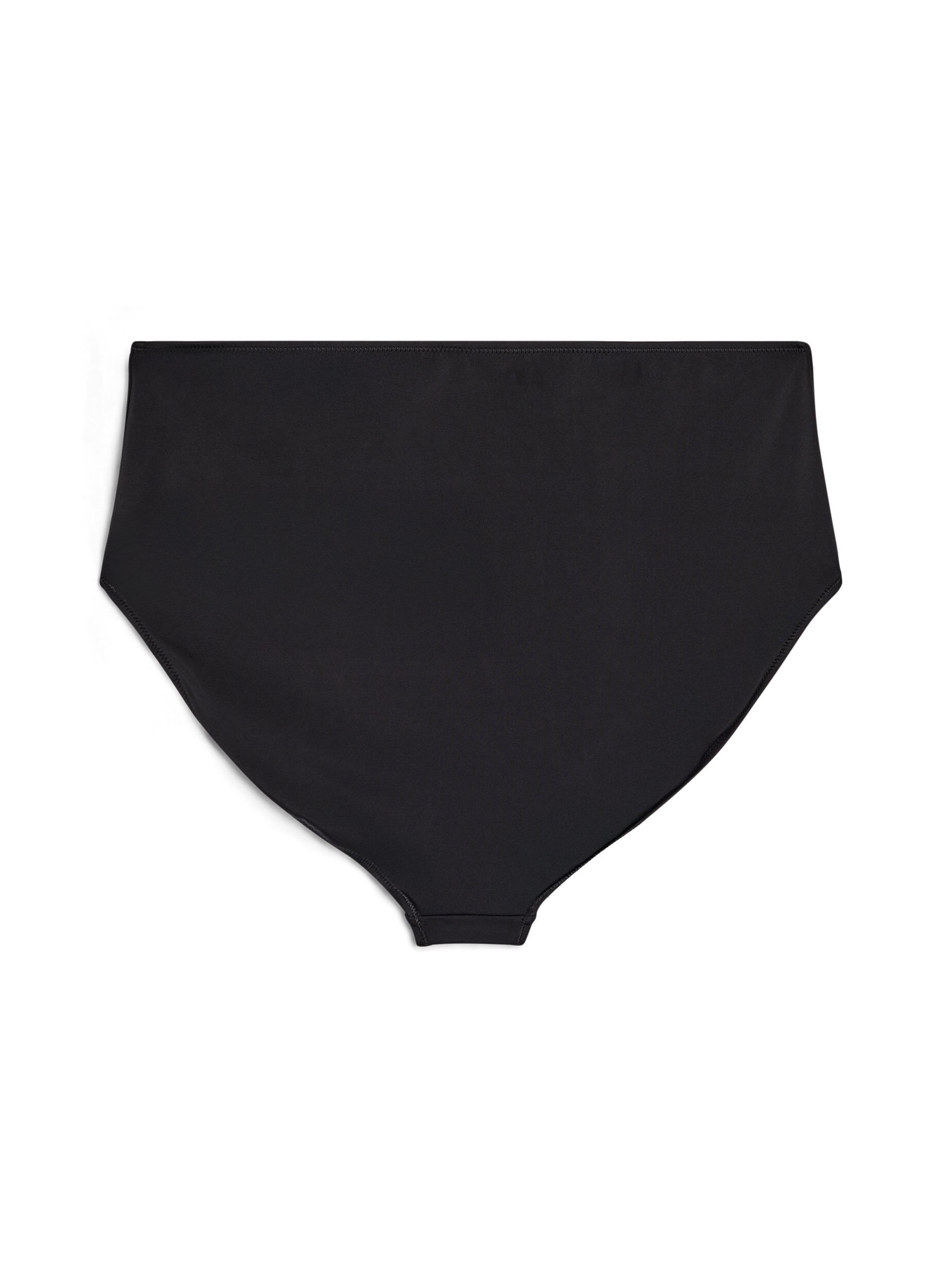 ZizziSolidkleurige high-waist bikinibroekje, Zwart, Packshot image number 1