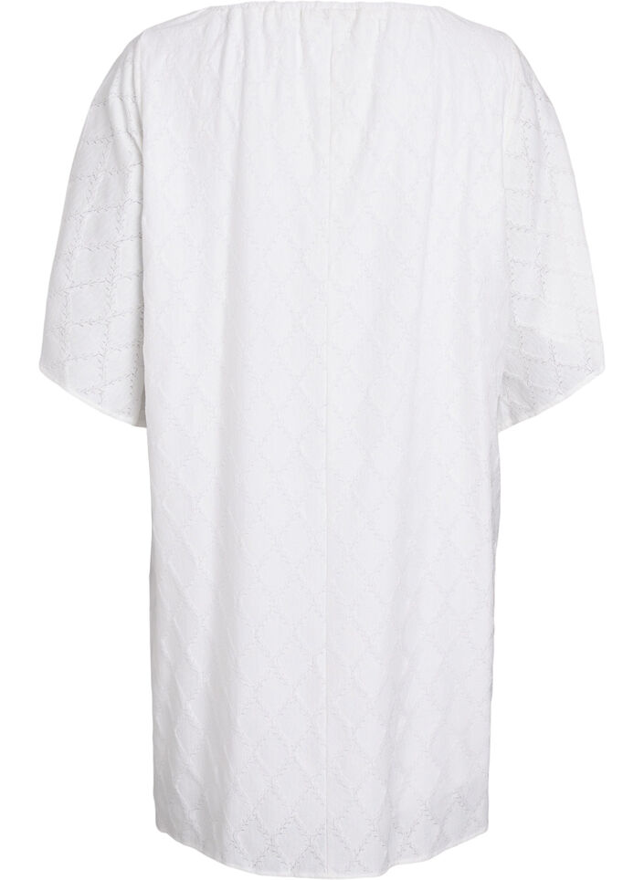 Knie-lange feestjurk met wijde mouwen, Wit, Packshot image number 1