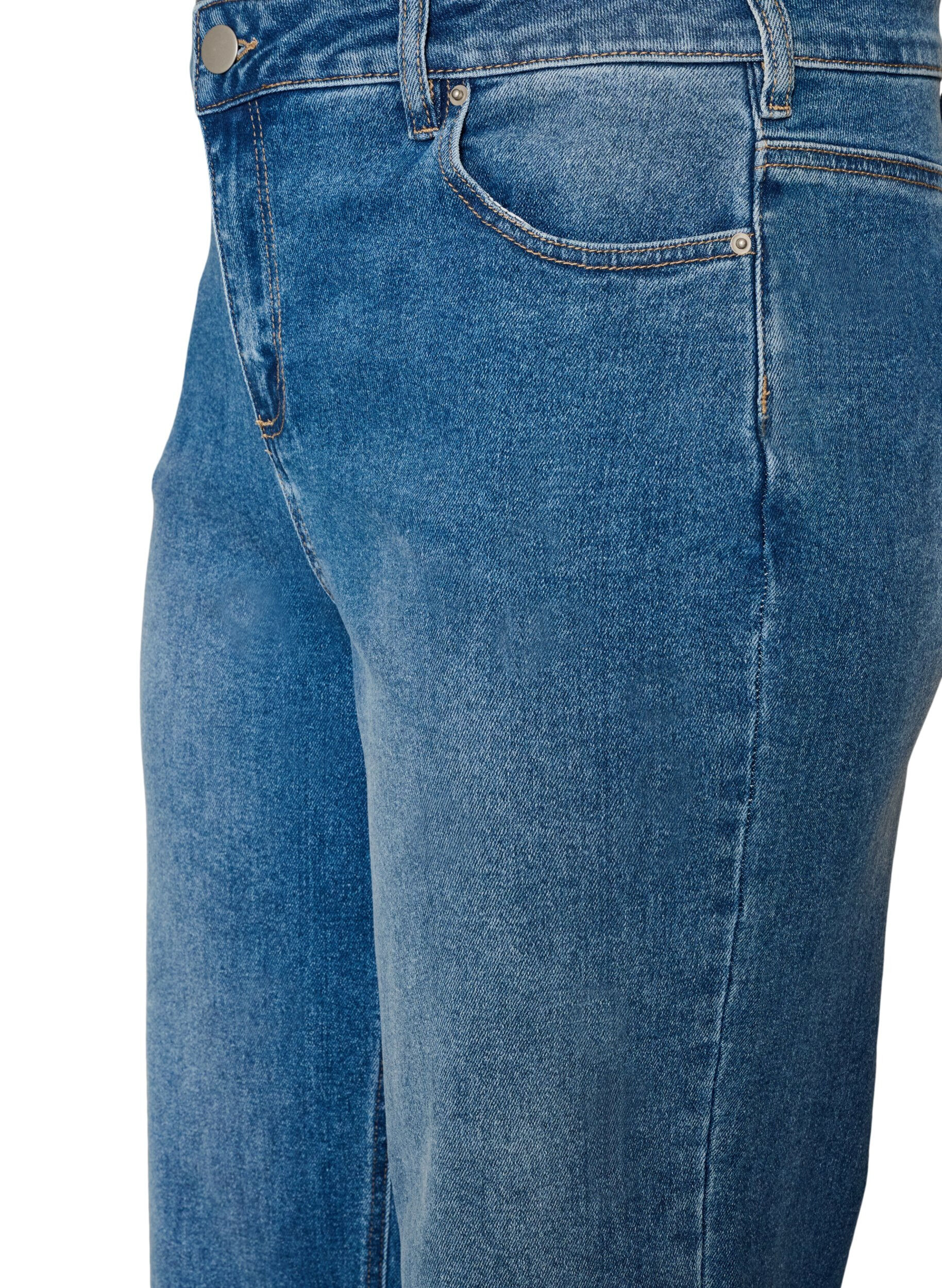 ZizziStraight jeans met een licht versleten look, Blauw, Packshot image number 2