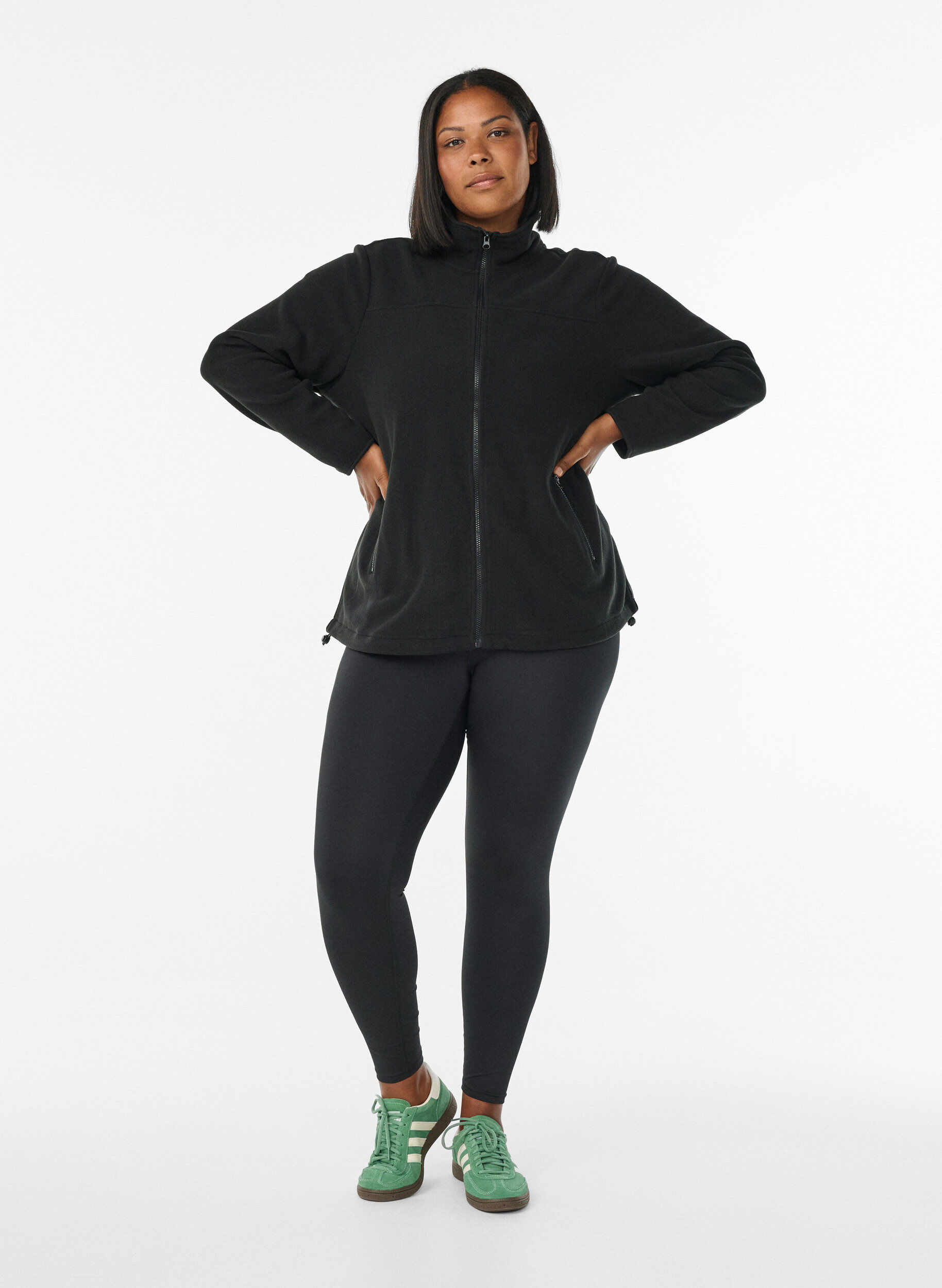 ZizziFleece jack met zakken, Zwart, Model image number 1