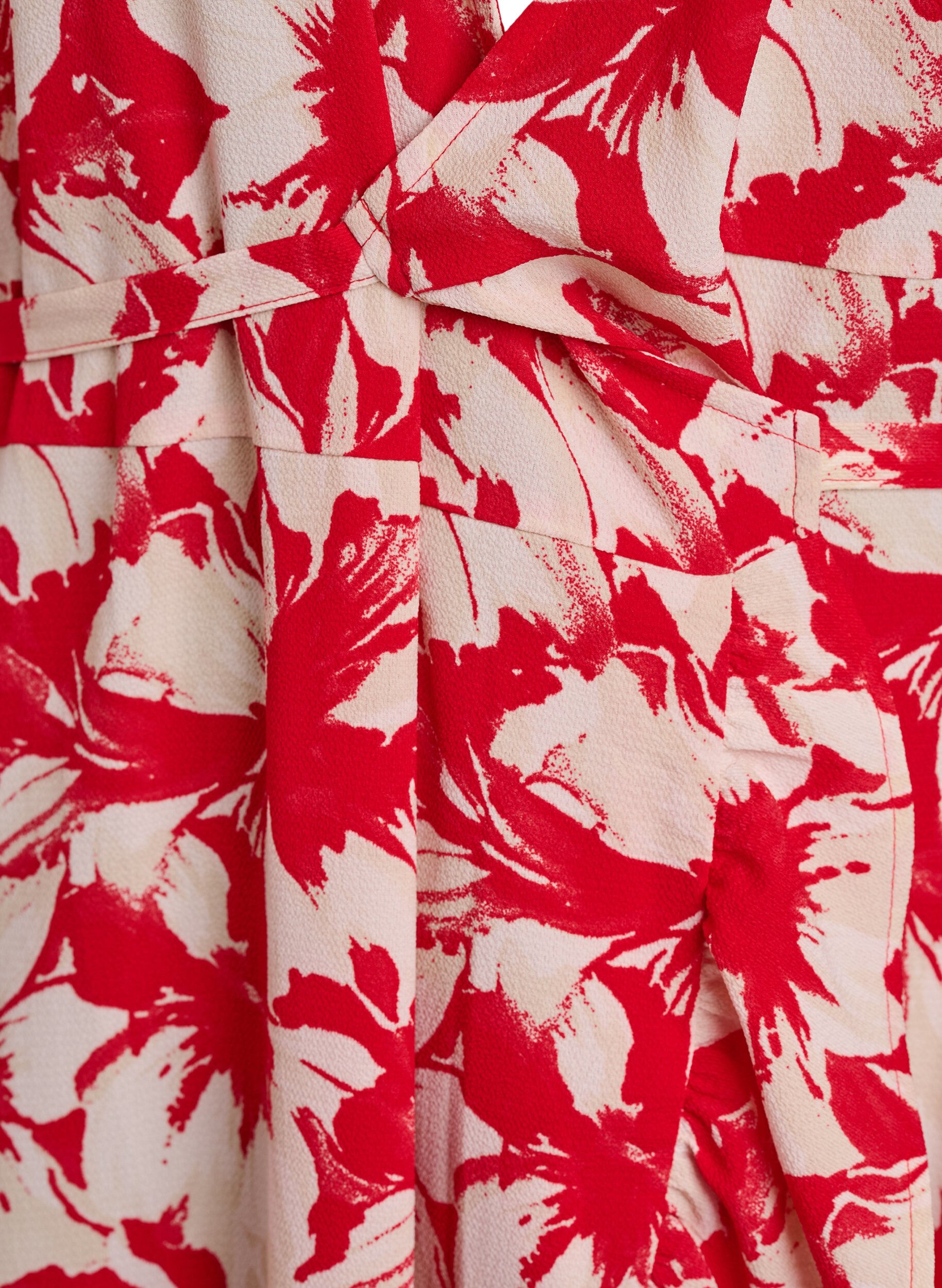 ZizziEffen wikkeljurk met korte mouwen, Rood, Packshot image number 2