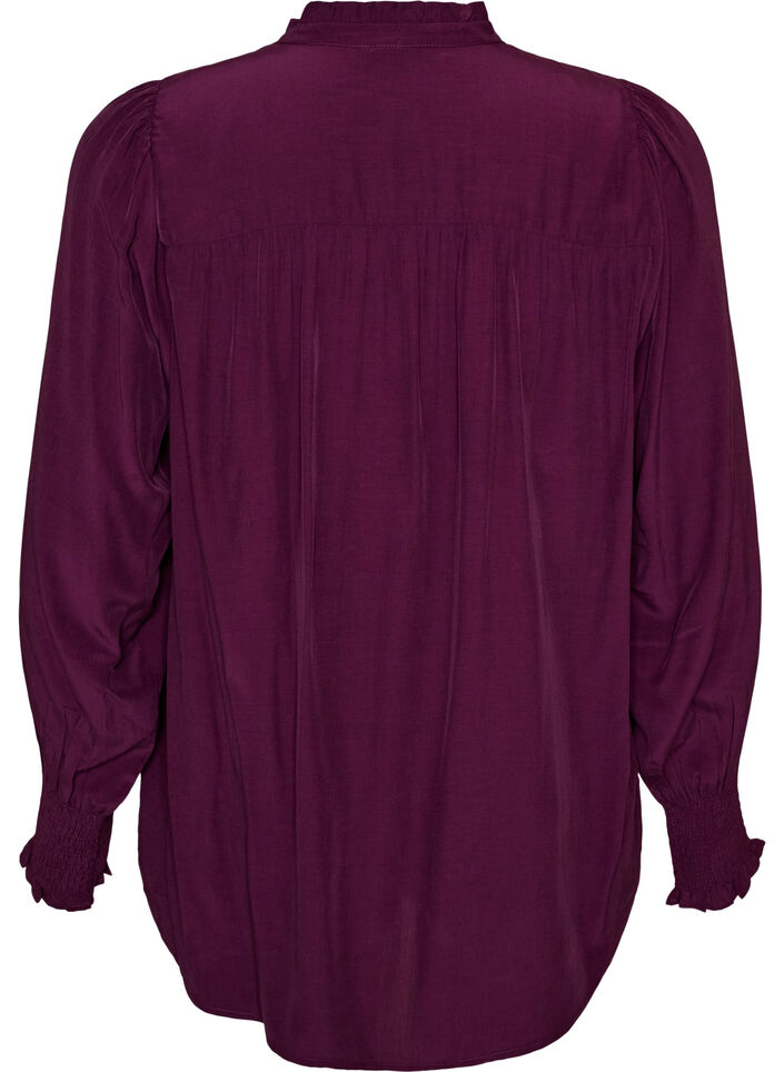 Blouse met ruches kraag en plooien, Paars, Packshot image number 1