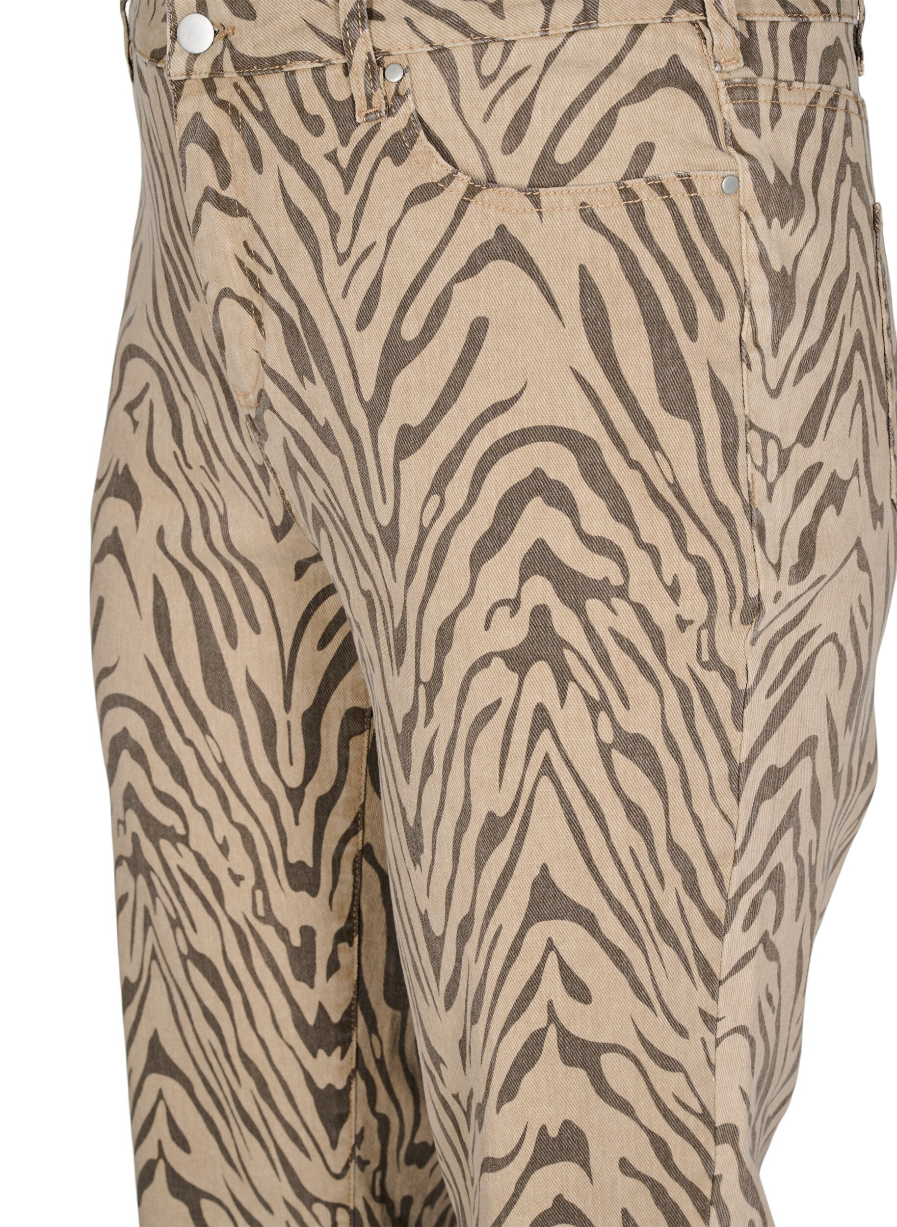 ZizziStraight-fit jeans met zebraprint, Bruin, Packshot image number 2