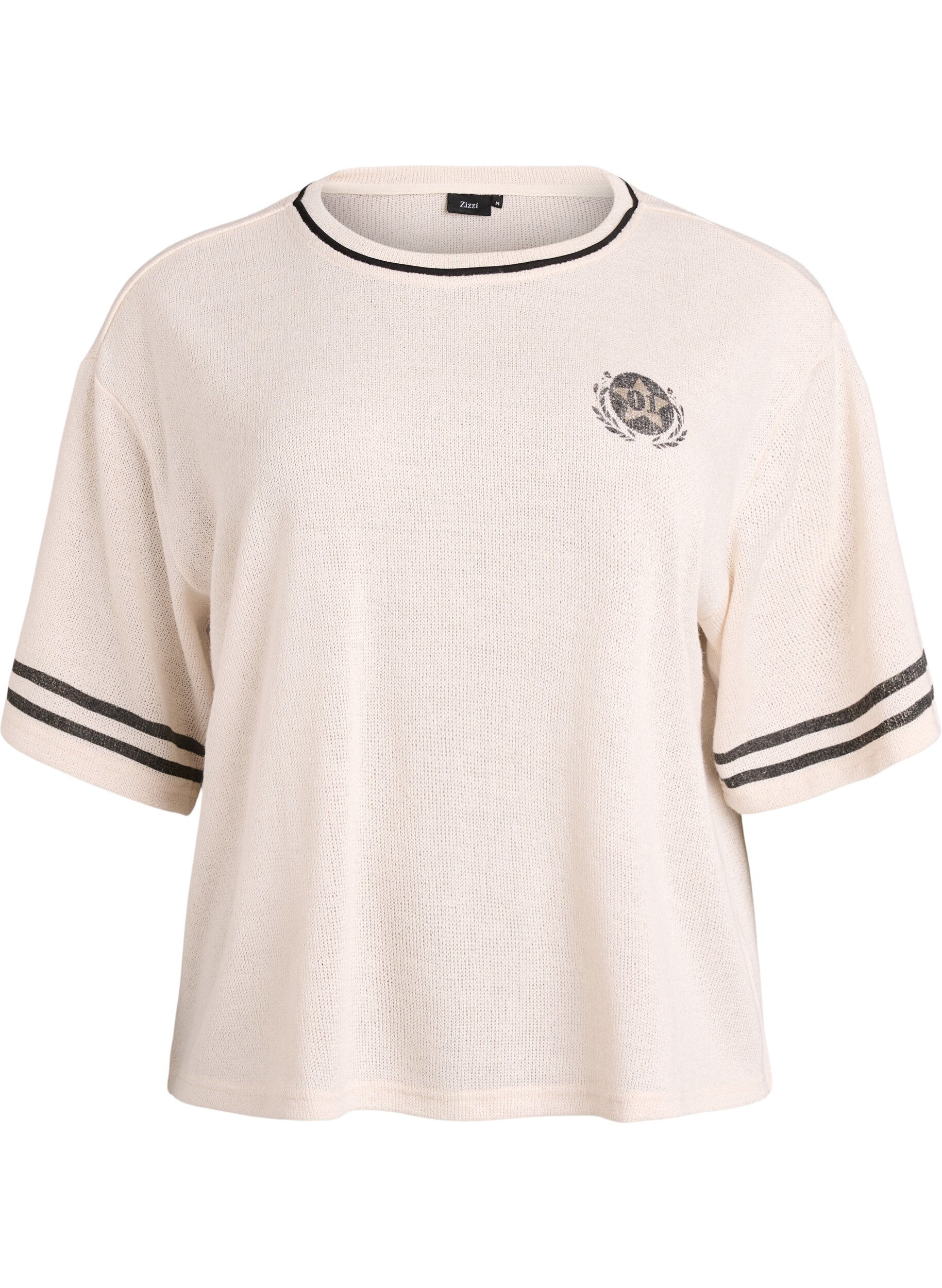 Blouse met korte mouwen met contrasterende strepen