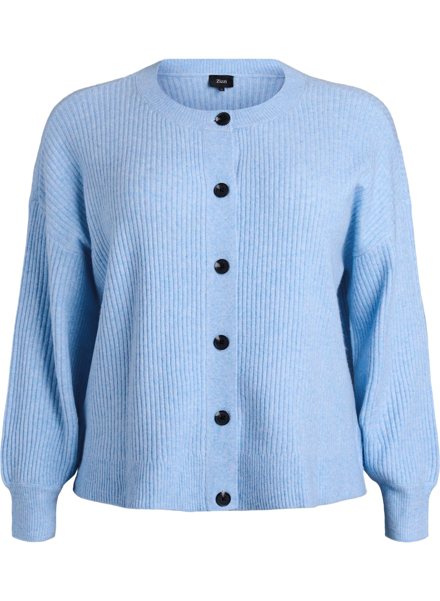 ZizziVest van ribtricot met knopen, Blauw, Packshot image number 0