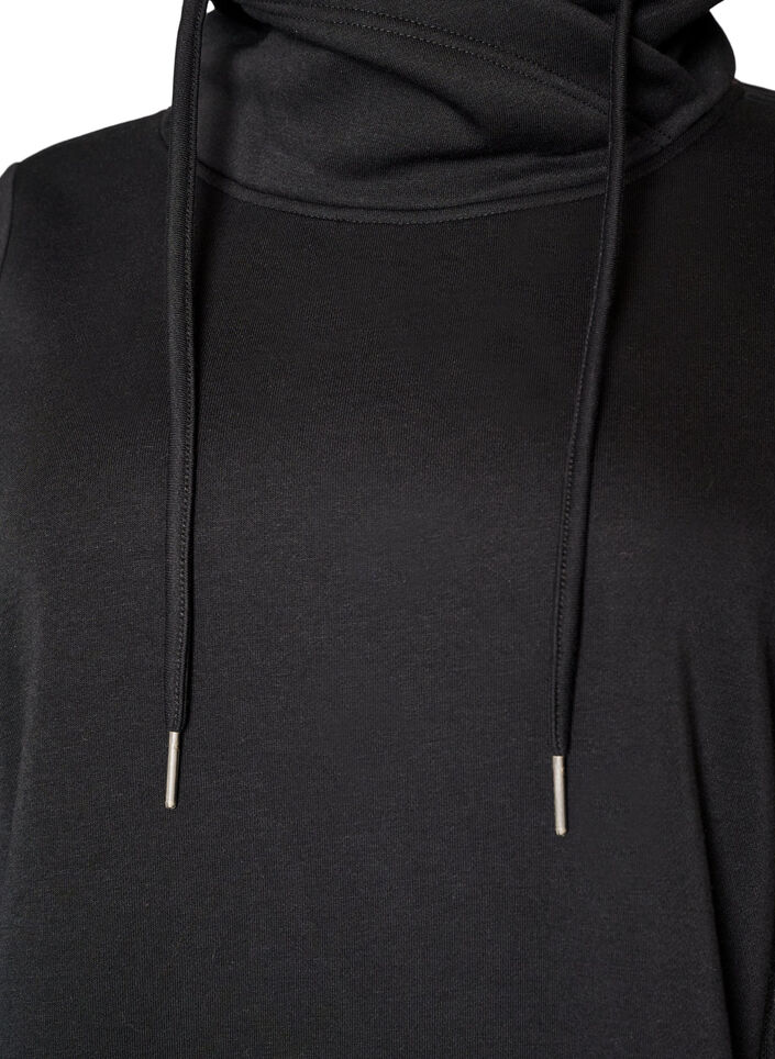 Sweatshirt met hoge kraag en zakken, Zwart, Packshot image number 2