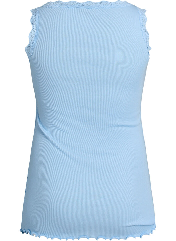 Top met kanten rand, Blauw, Packshot image number 1