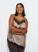 Top &agrave; fines bretelles avec dentelle et ourlet asym&eacute;trique, Beige, Model image number 4