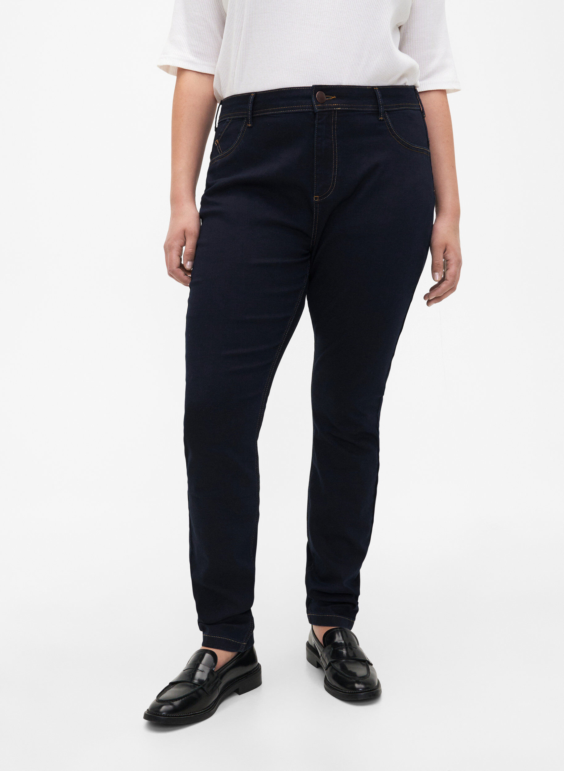 ZizziExtra slim fit Amy jeans met hoge taille, Blauw, Model image number 2