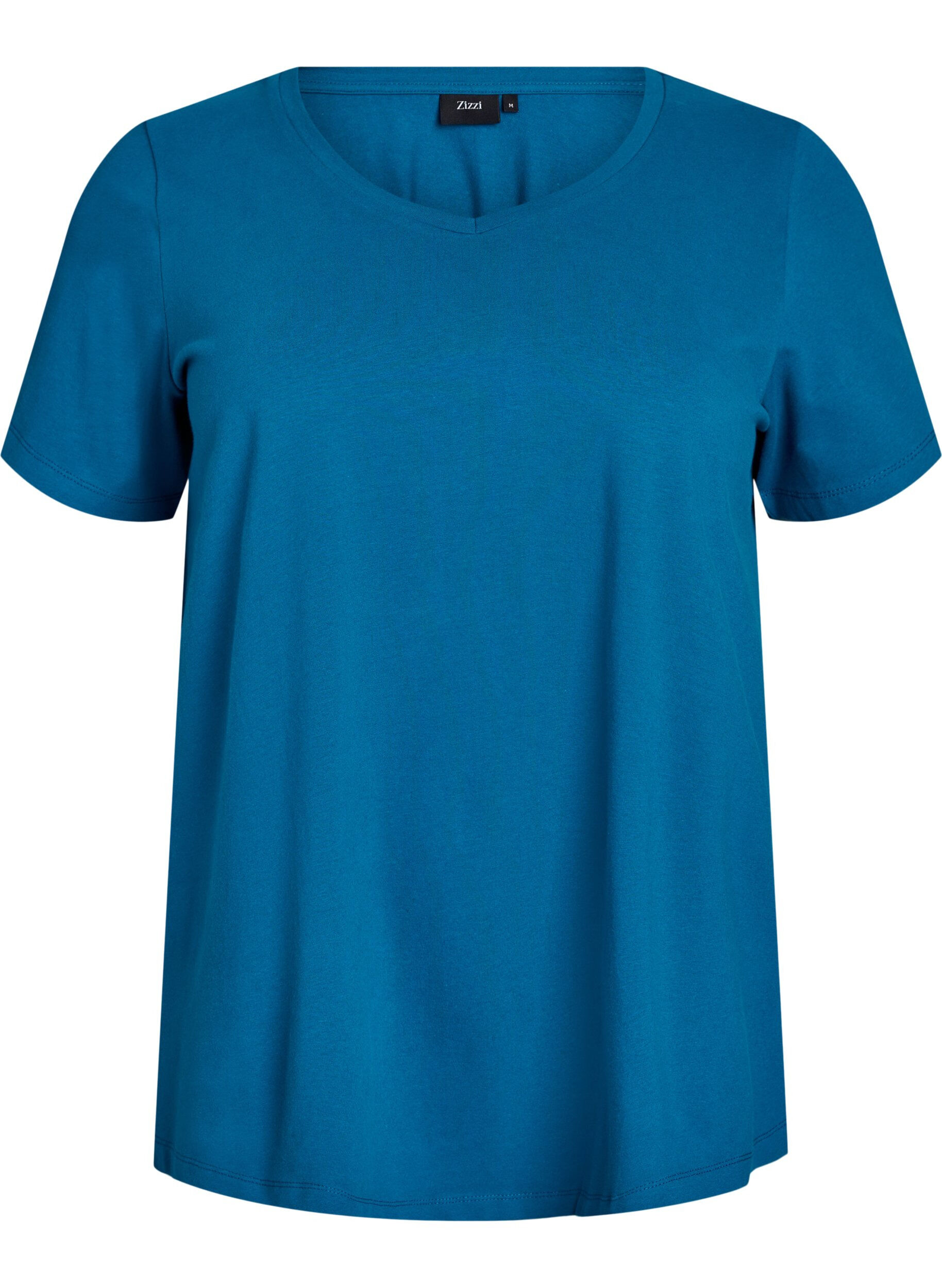 ZizziBasic effen katoenen t-shirt, Blauw, Packshot image number 0