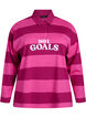 Gestreept poloshirt met geborduurde tekst, Roze, Packshot image number 0