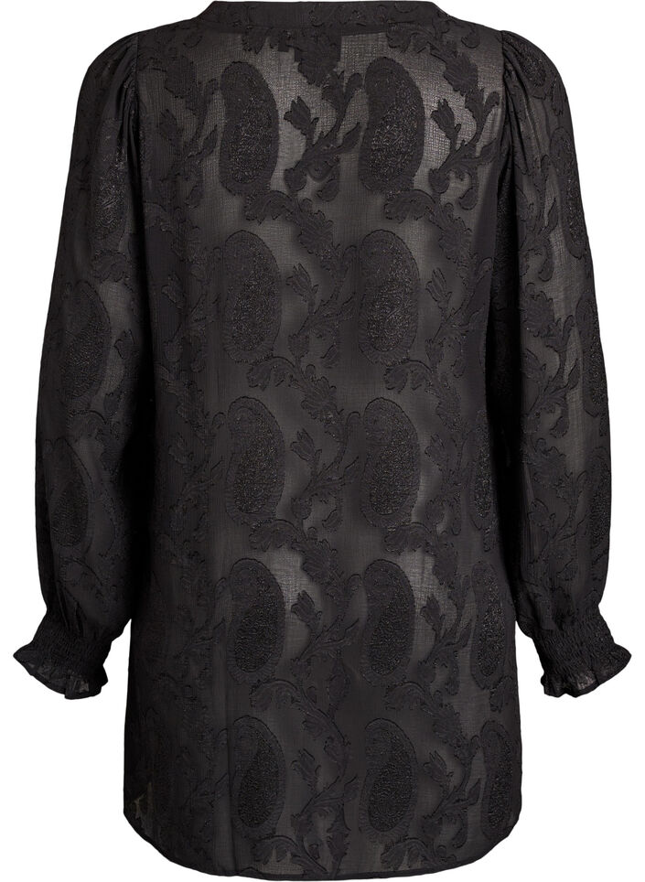 Tunic met paisleytextuur en lange mouwen, Zwart, Packshot image number 1