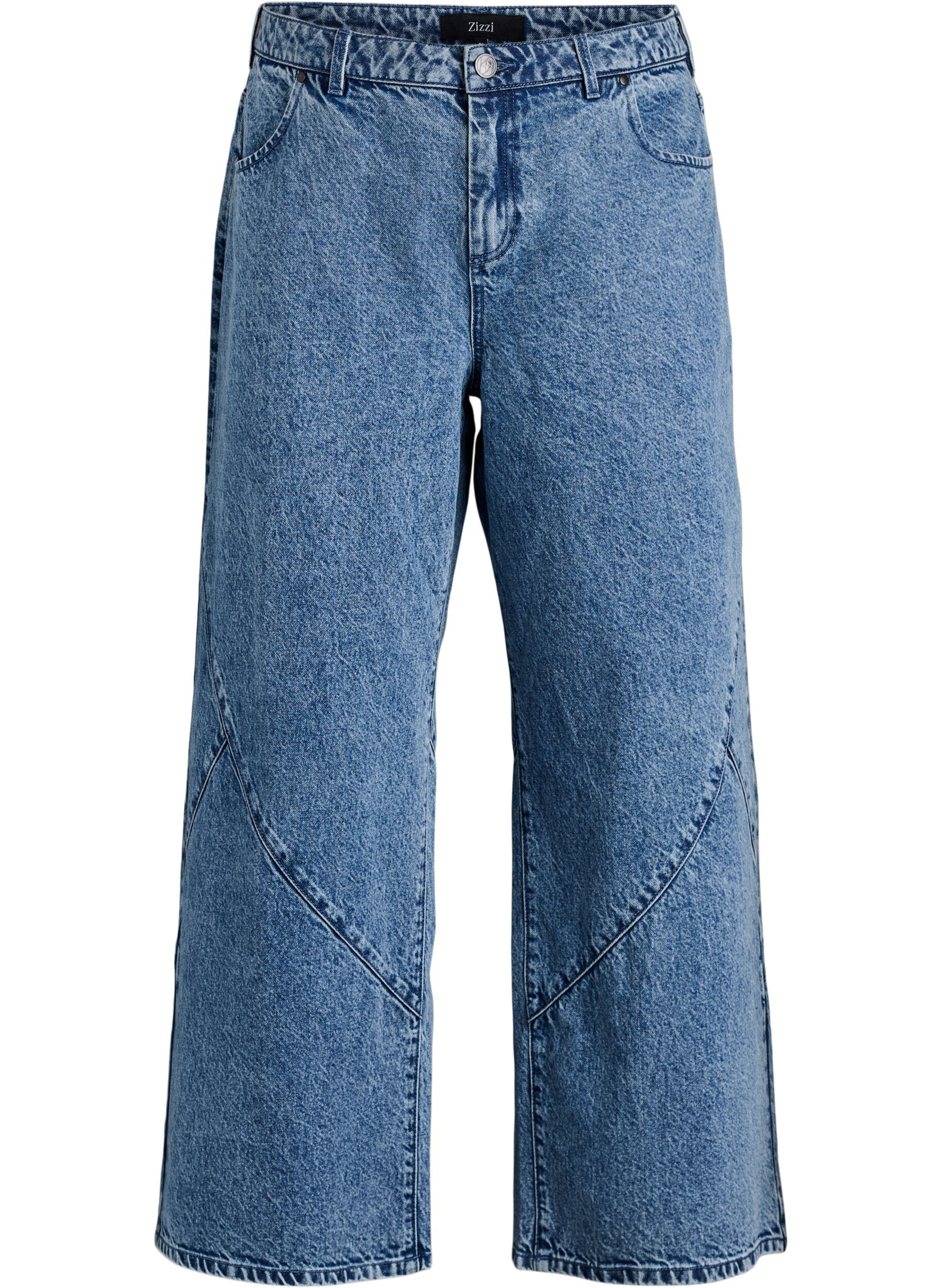 Wide fit jeans met naaddetails