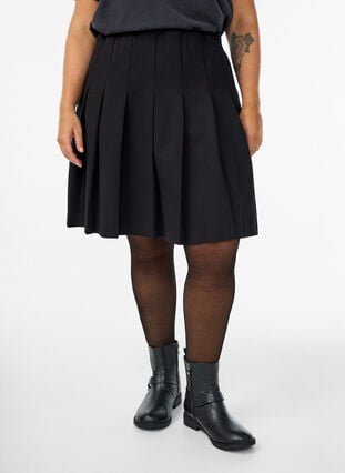 ZizziKorte geplooide rok met elastische tailleband, Black, Model image number 2