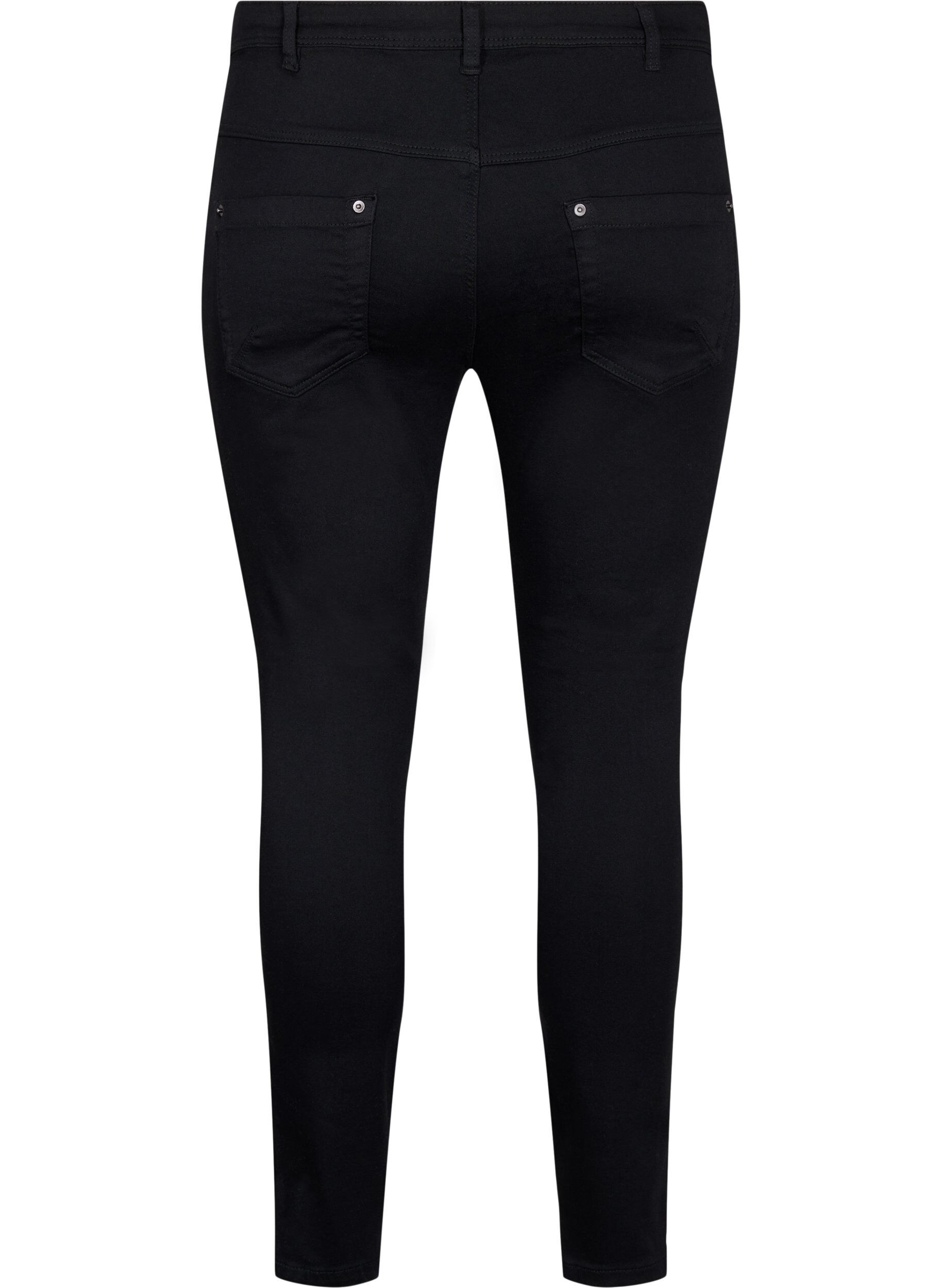 ZizziCropped Amy jeans met rits, Zwart, Packshot image number 1