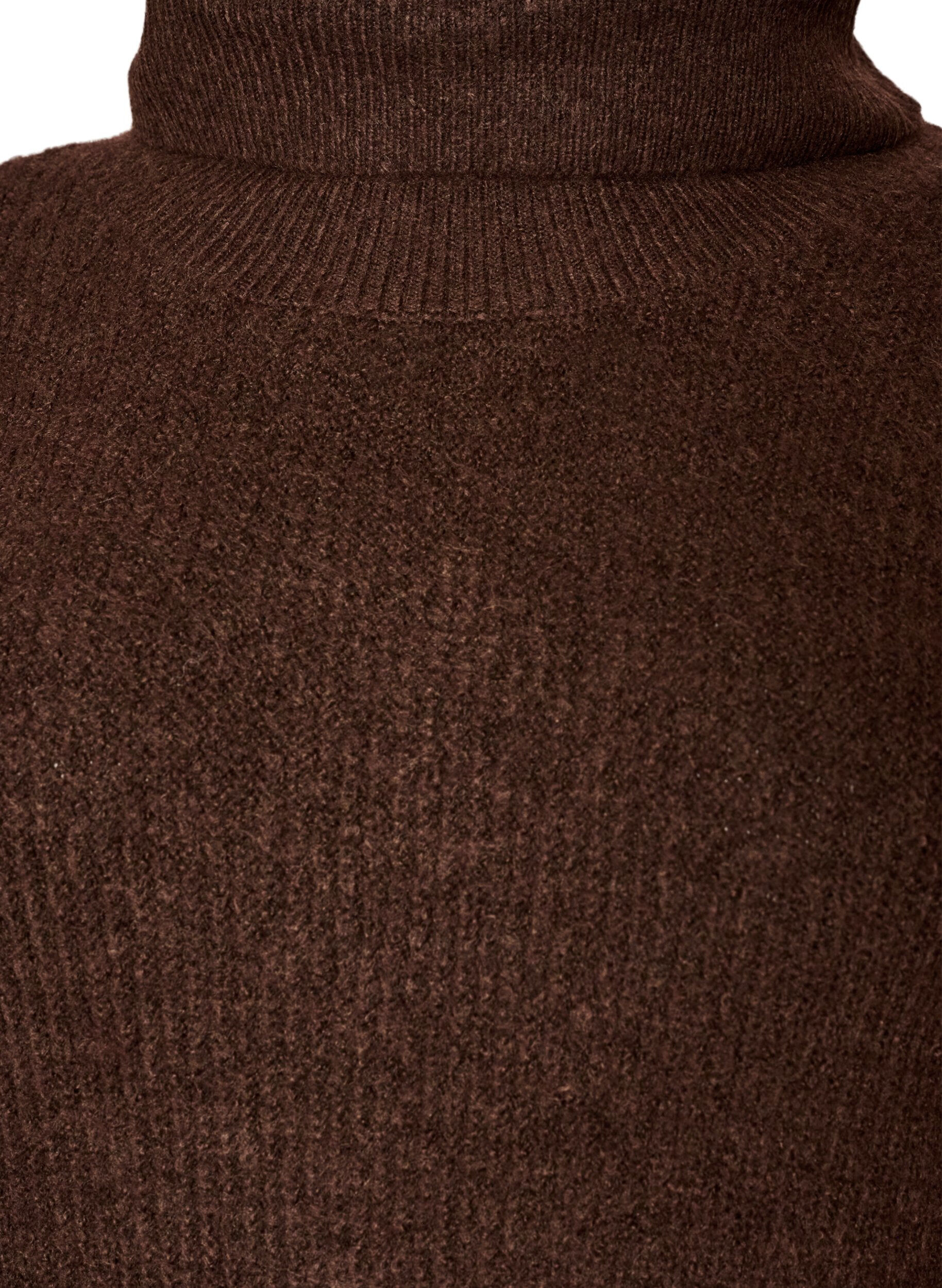 ZizziGebreide jurk met col, Bruin, Packshot image number 2