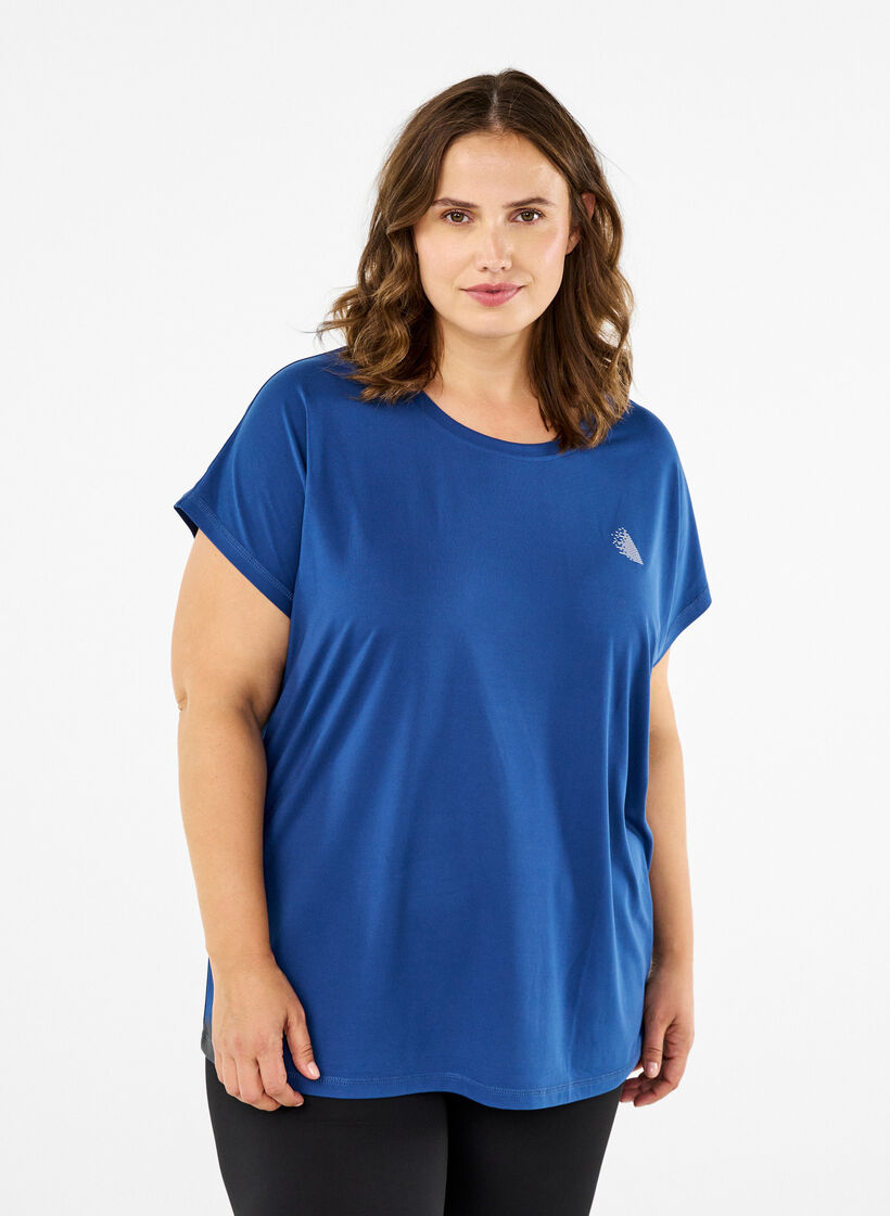 Effen gekleurd T-shirt voor sporten, Blauw, Model image number 0