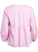 Gestreepte blouse met open voorkant en geborduurde details, Roze, Packshot image number 1