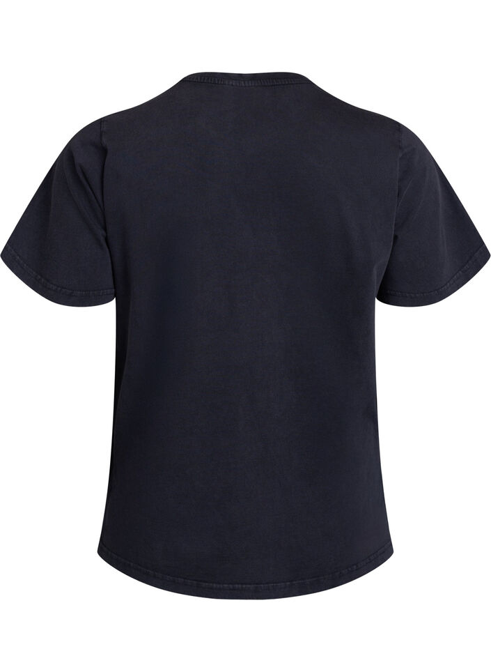 Gewassen T-shirt met bloemvormige pailletten, Grijs, Packshot image number 1