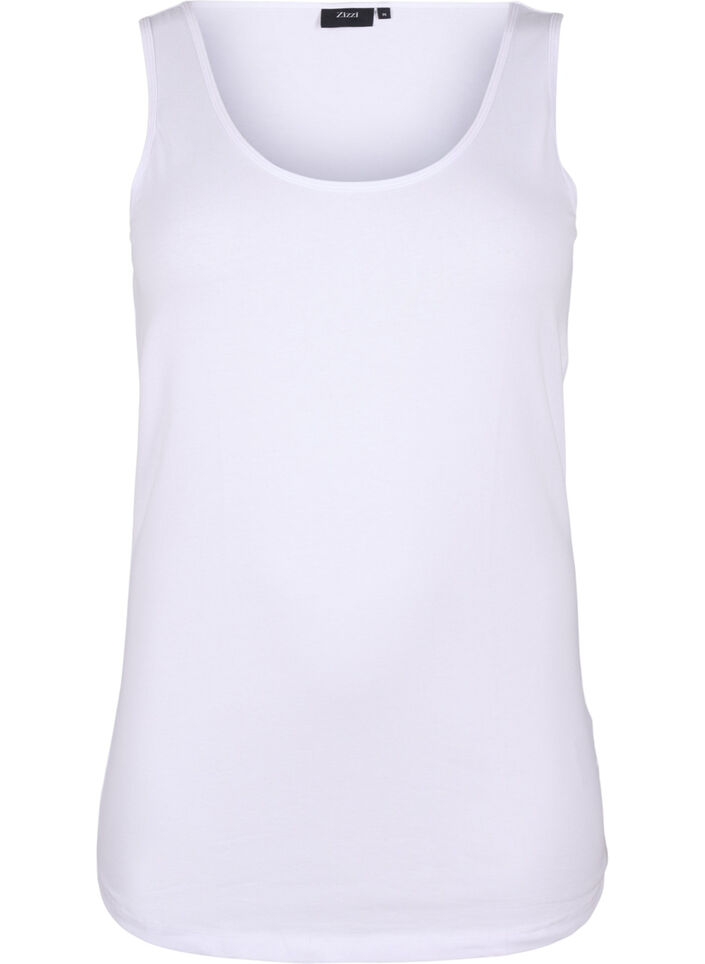Effen gekleurd basic top in katoen, Bright White, Packshot