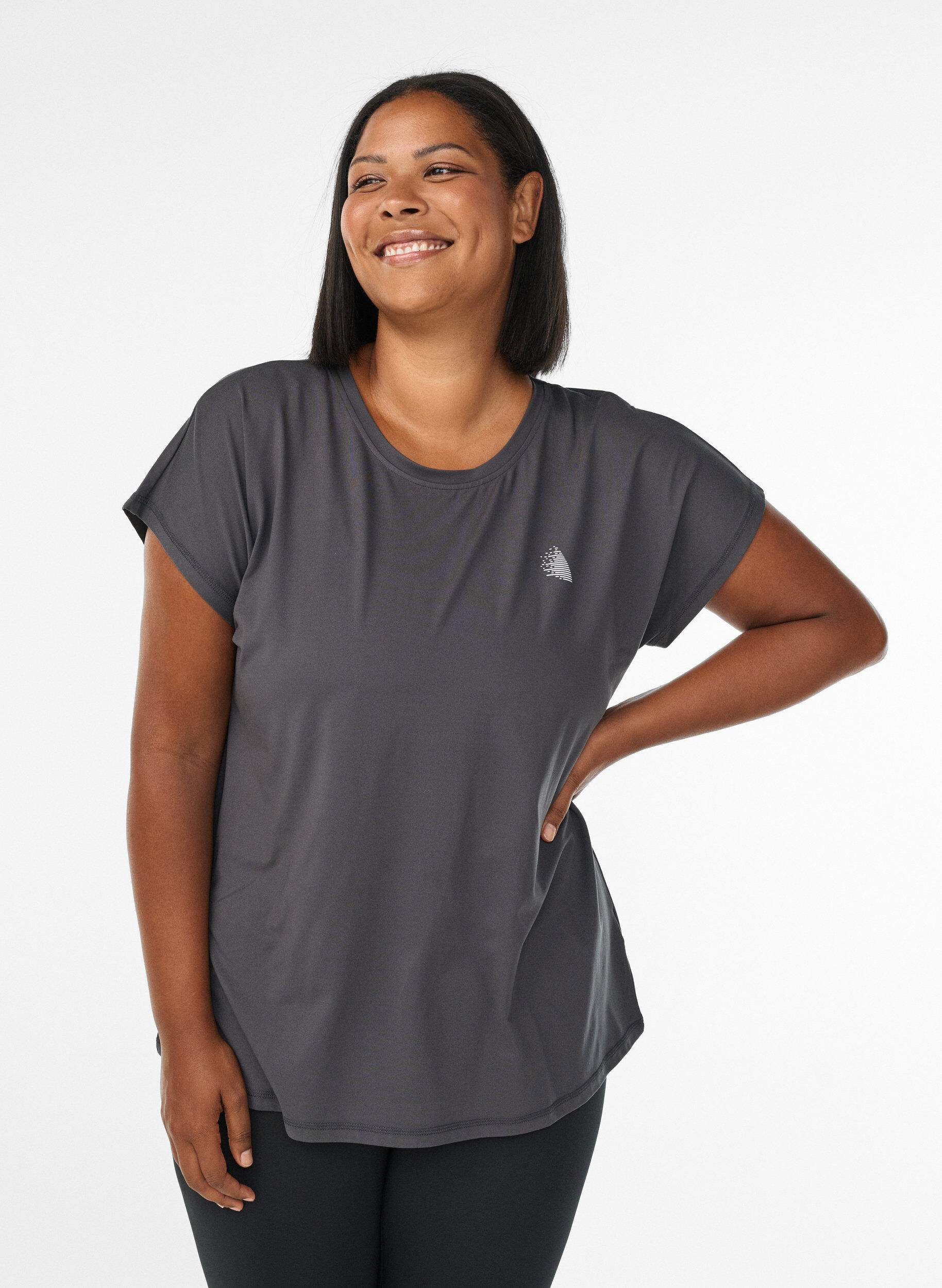 Effen gekleurd trainingsshirt, Grijs, Model