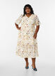 Midi-jurk met bloemen met een A-lijn vorm, Beige, Model image number 1