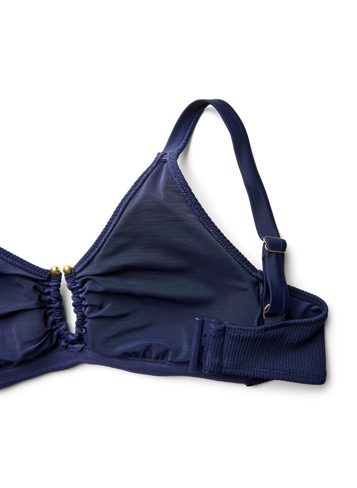 Haut de bikini textur&eacute; avec d&eacute;tail dor&eacute;, Bleu, Packshot image number 3
