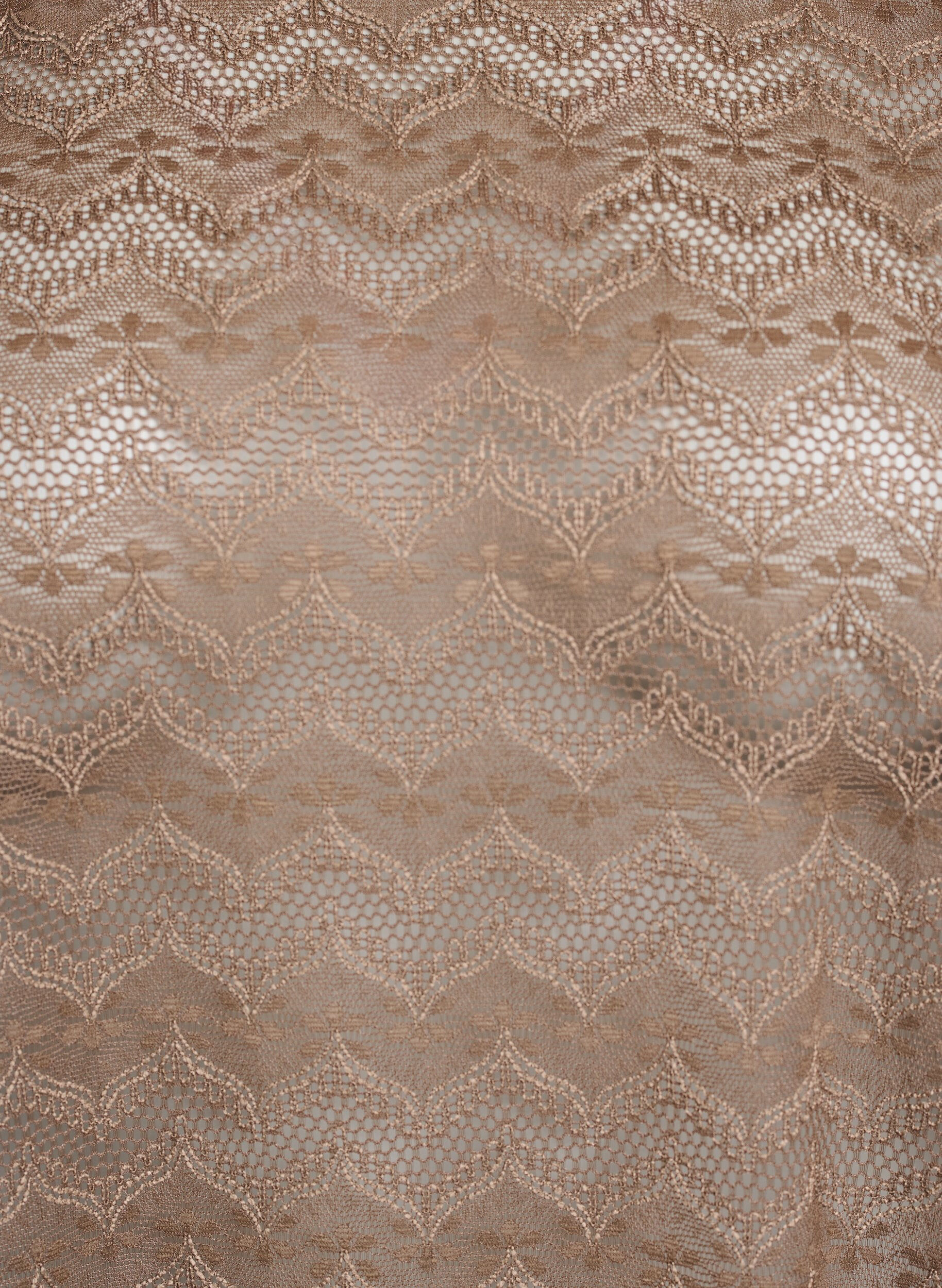 ZizziKantblouse met korte mouwen en gegolfde zoom, Bruin, Packshot image number 2