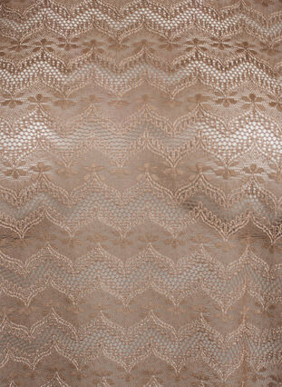 ZizziKantblouse met korte mouwen en gegolfde zoom, Bruin, Packshot image number 2