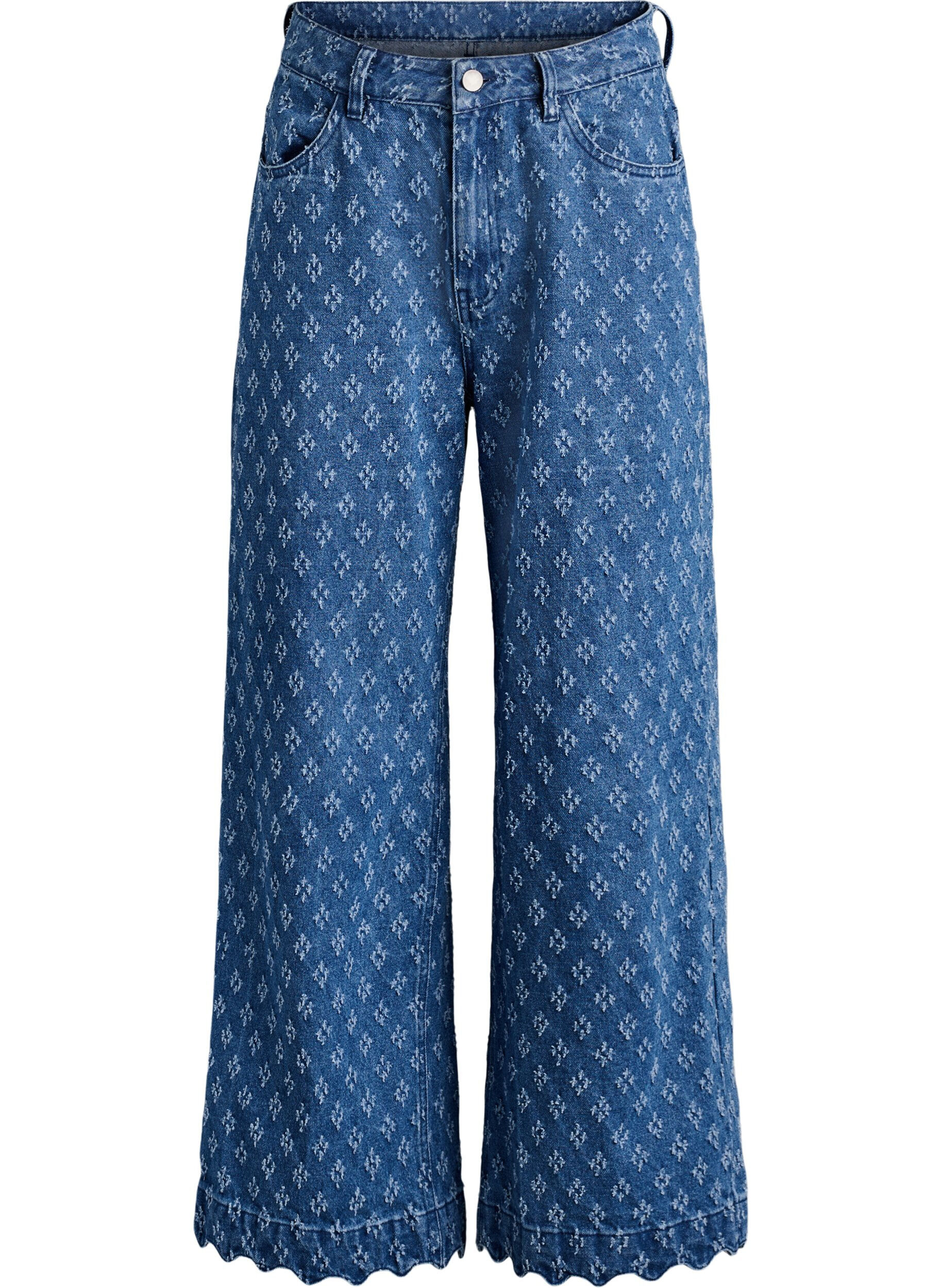 Myra jeans met wide fit en distressed patroon