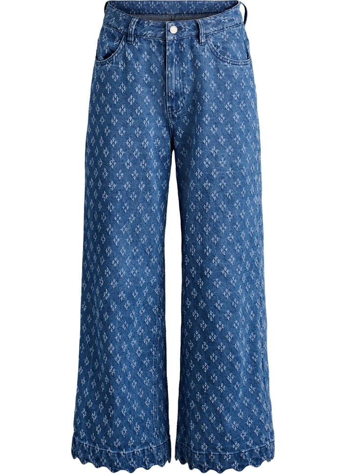 Myra jeans met wide fit en distressed patroon, Blauw, Packshot