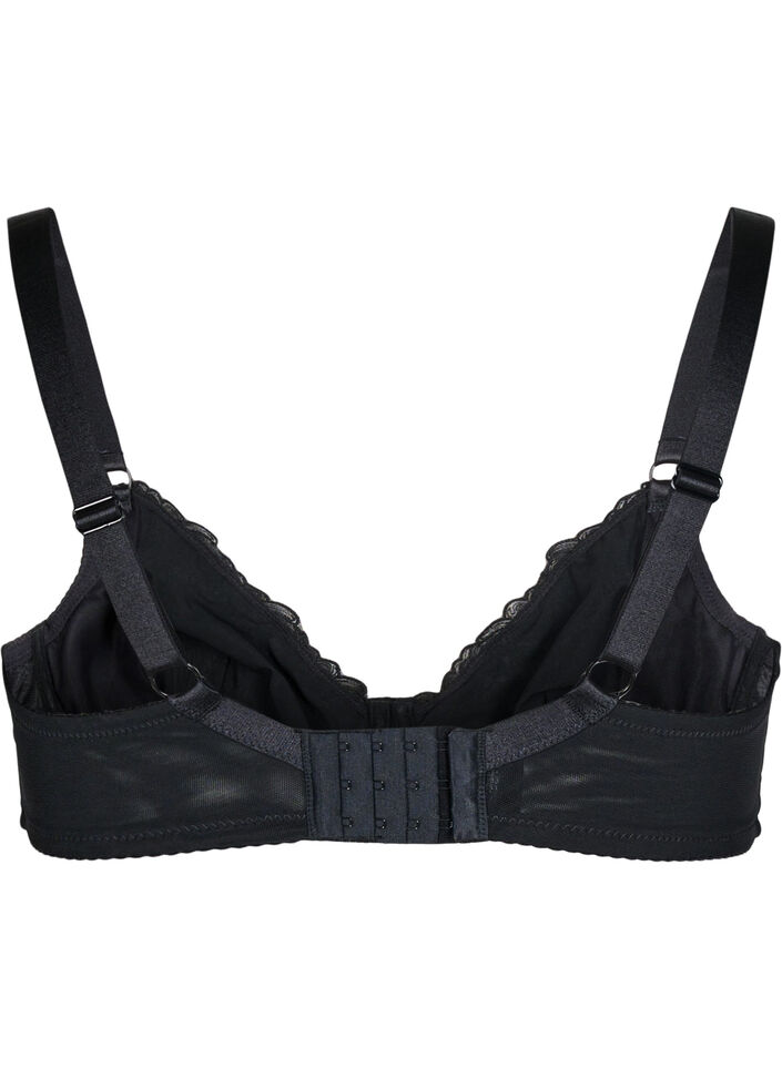Volledig dekkende bh in mesh met geborduurd patroon, Black, Packshot