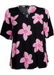 Viscose blouse met korte mouwen met print, Zwart, Packshot image number 0