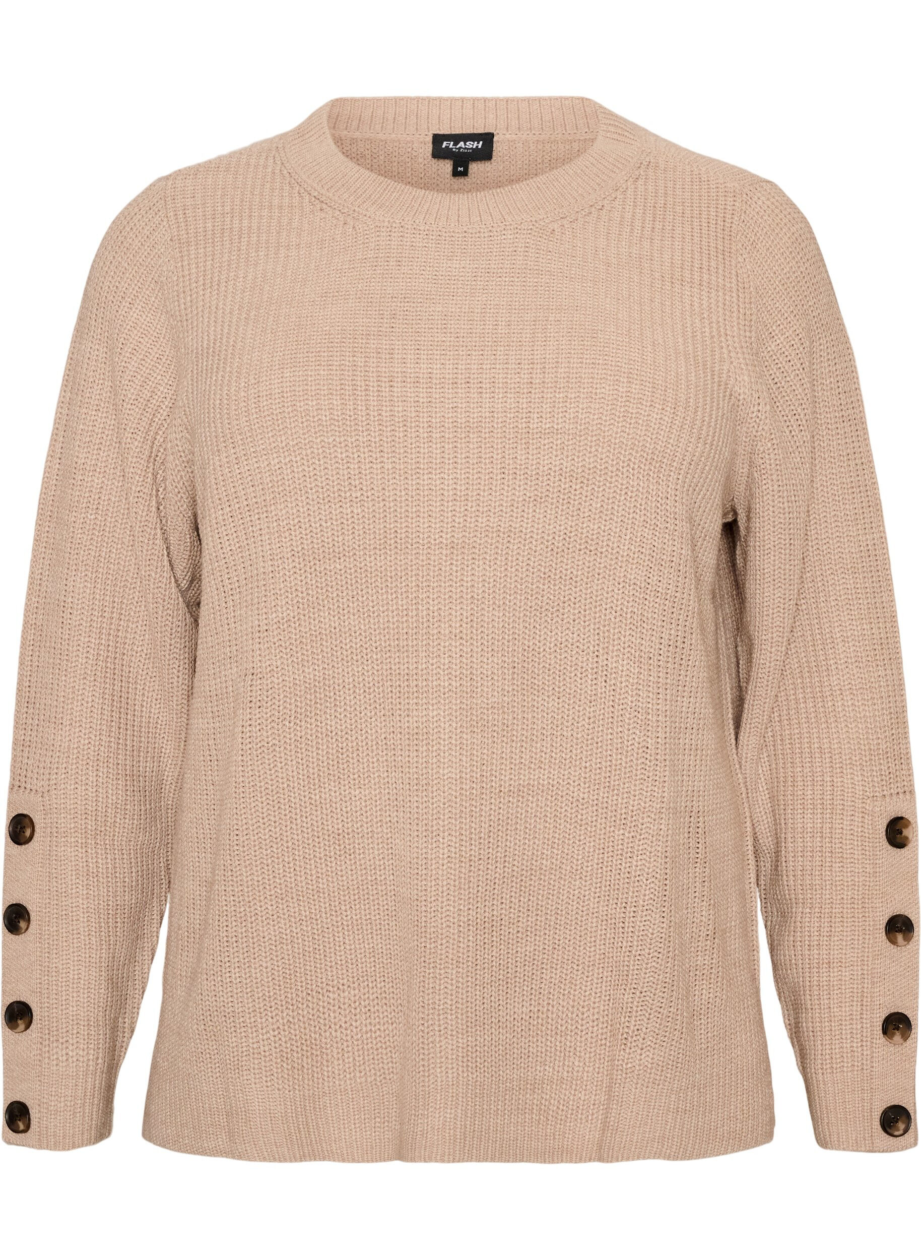 Gebreide blouse met ribstructuur en knoopdetails