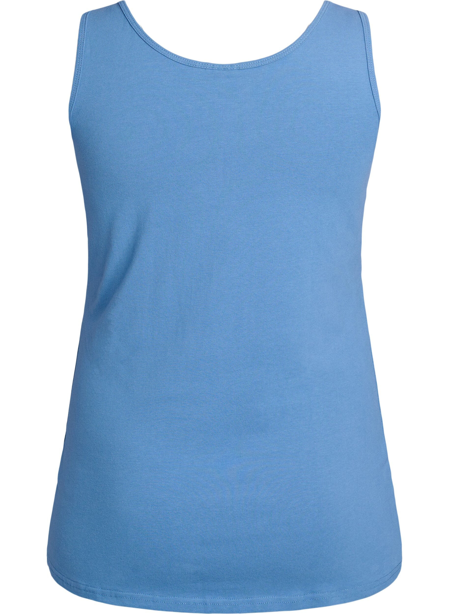 ZizziEffen gekleurd basic top in katoen, Blauw, Packshot image number 1