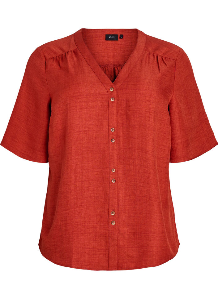 Overhemd blouse met V-hals en korte mouwen, Ketchup, Packshot